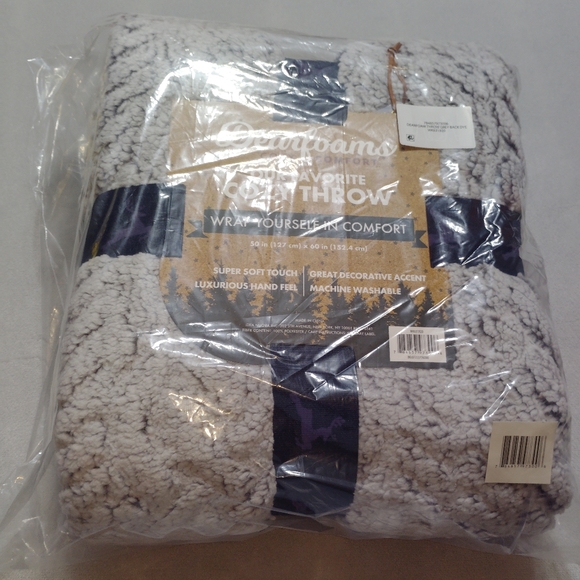 Dearfoams Reverse Sherpa Throw Blanket, Embossed Grey, Standard Throw - Picture 5 of 7